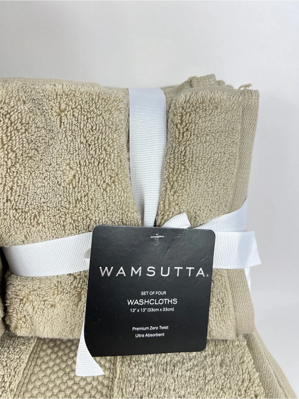 Wamsutta Bath Towel Set Tan Beige Premium Zero Twist Cotton Plush 8 Pc Set NEW